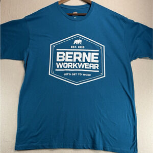 BERNE Workwear T-Shirt Men's XL Blue. Deluxe Performance Tee. Official Logo NWOT
